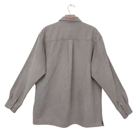 Marc Edwards Mens Sueded Luxe Shirt Large Light Brown Button Up Long Sleeve - Picture 5 of 12